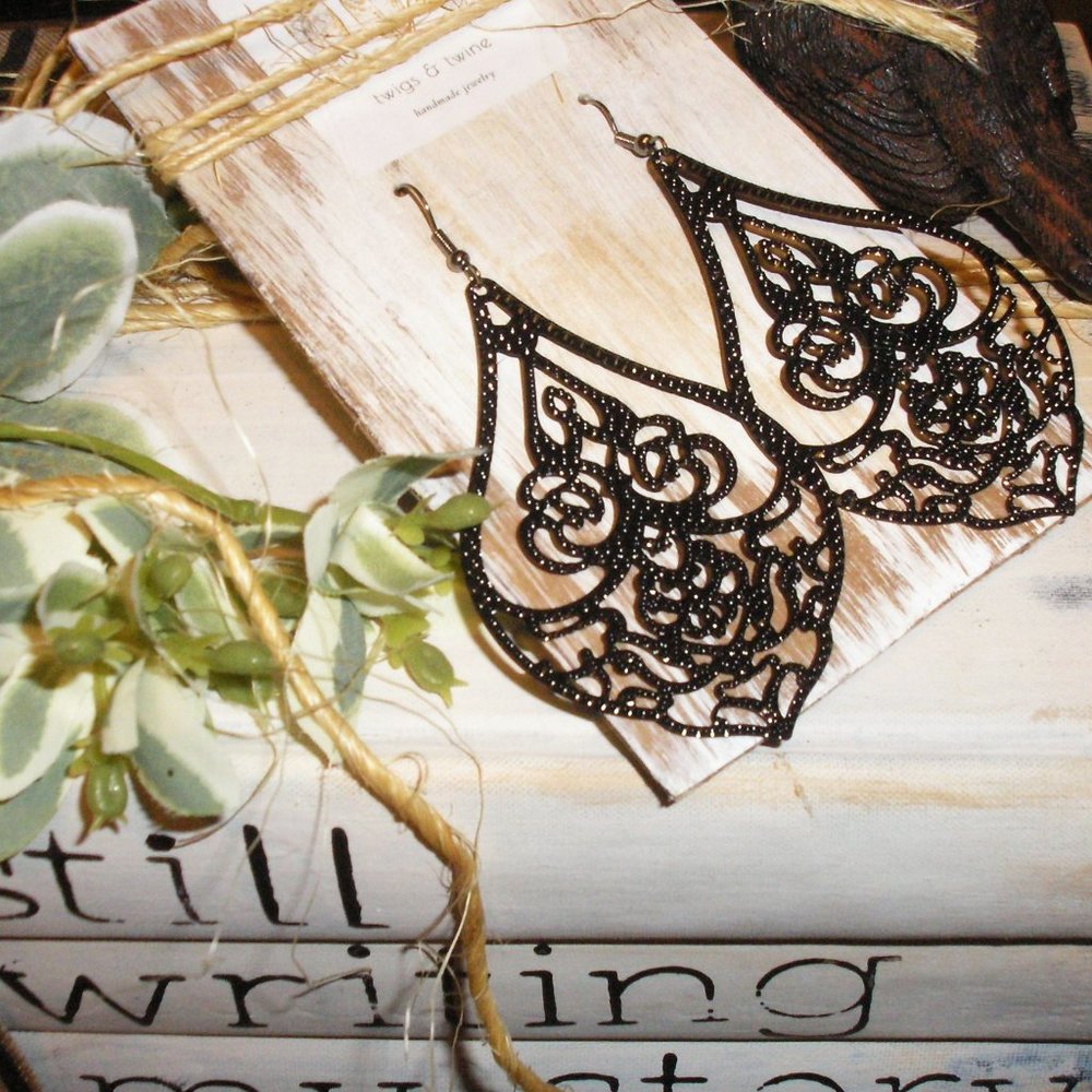 Black Filigree Earrings